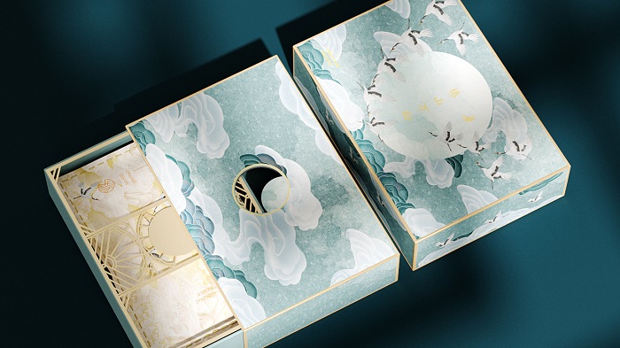 Hình ảnh chim hạc trên bao bì của hộp bánh trung thu Hình ảnh chim hạc trên bao bì của hộp bánh trung thu