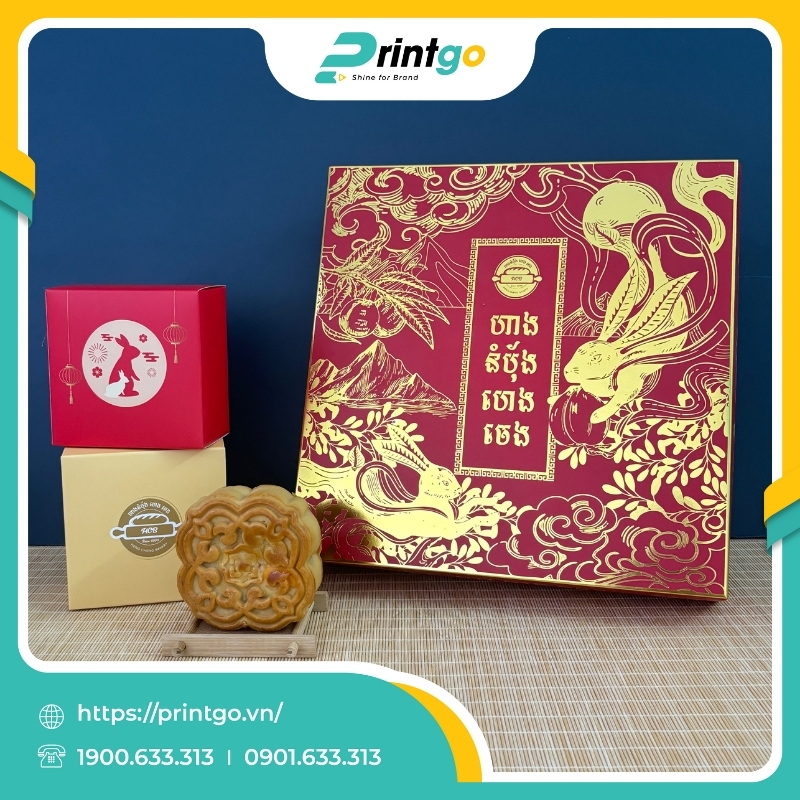 In hộp đựng 4 bánh trung thu Heng Cheng Bakery